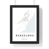 Barcelona Metro Map Print - framed Barcelona metro map print with a highlighted station and caption