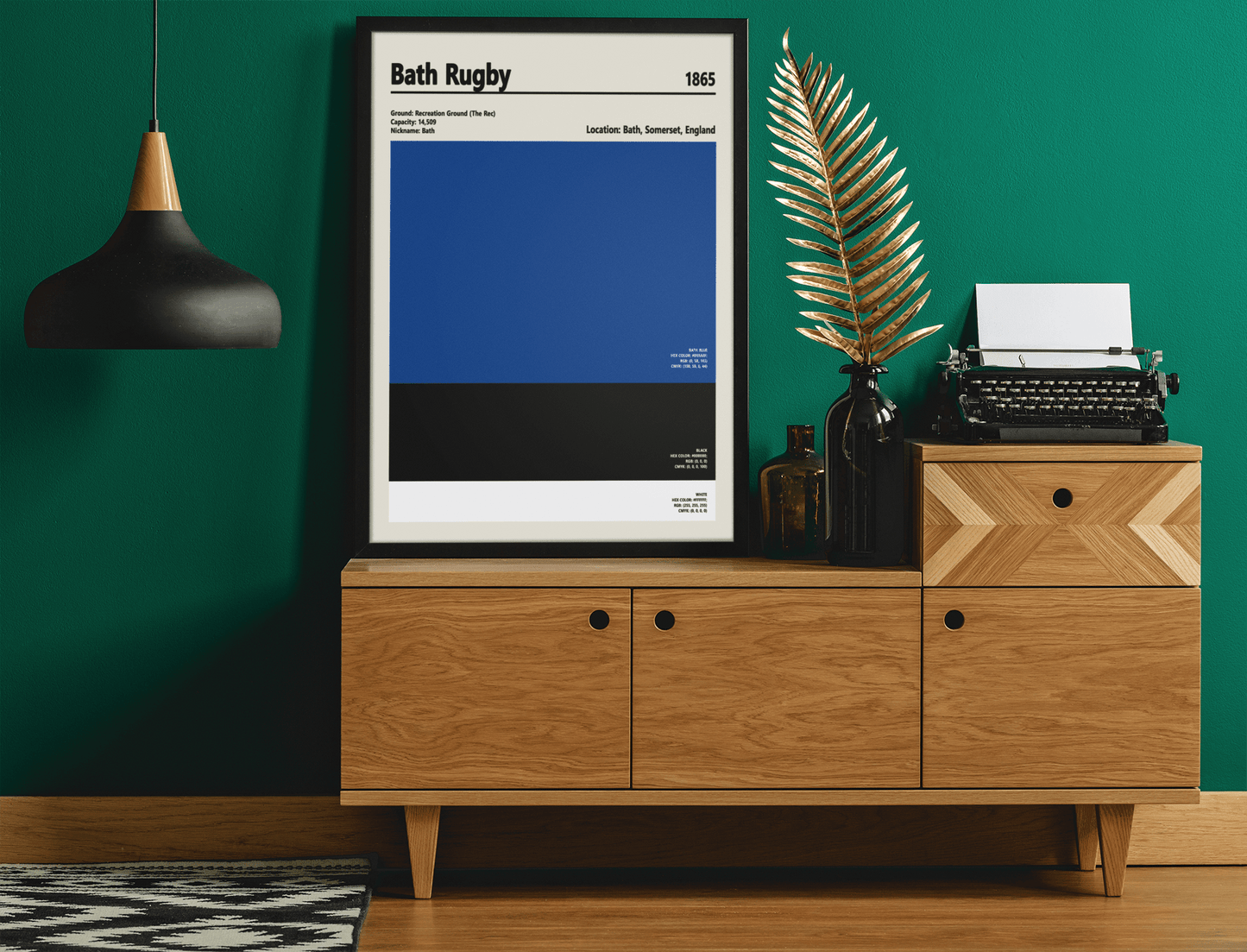 Framed Bath Rugby colour swatch print wall display