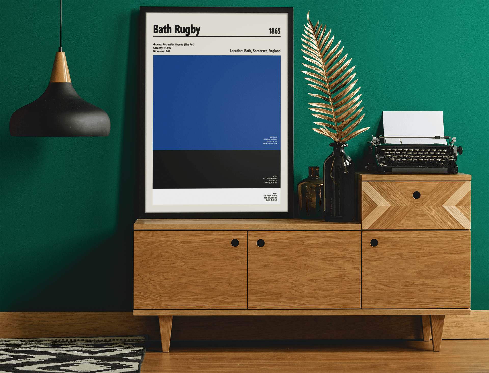 Framed Bath Rugby colour swatch print wall display