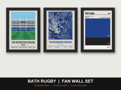 Bath Rugby Fan Wall Set | The Recreation Ground Print, Stadium Map & Club Colours