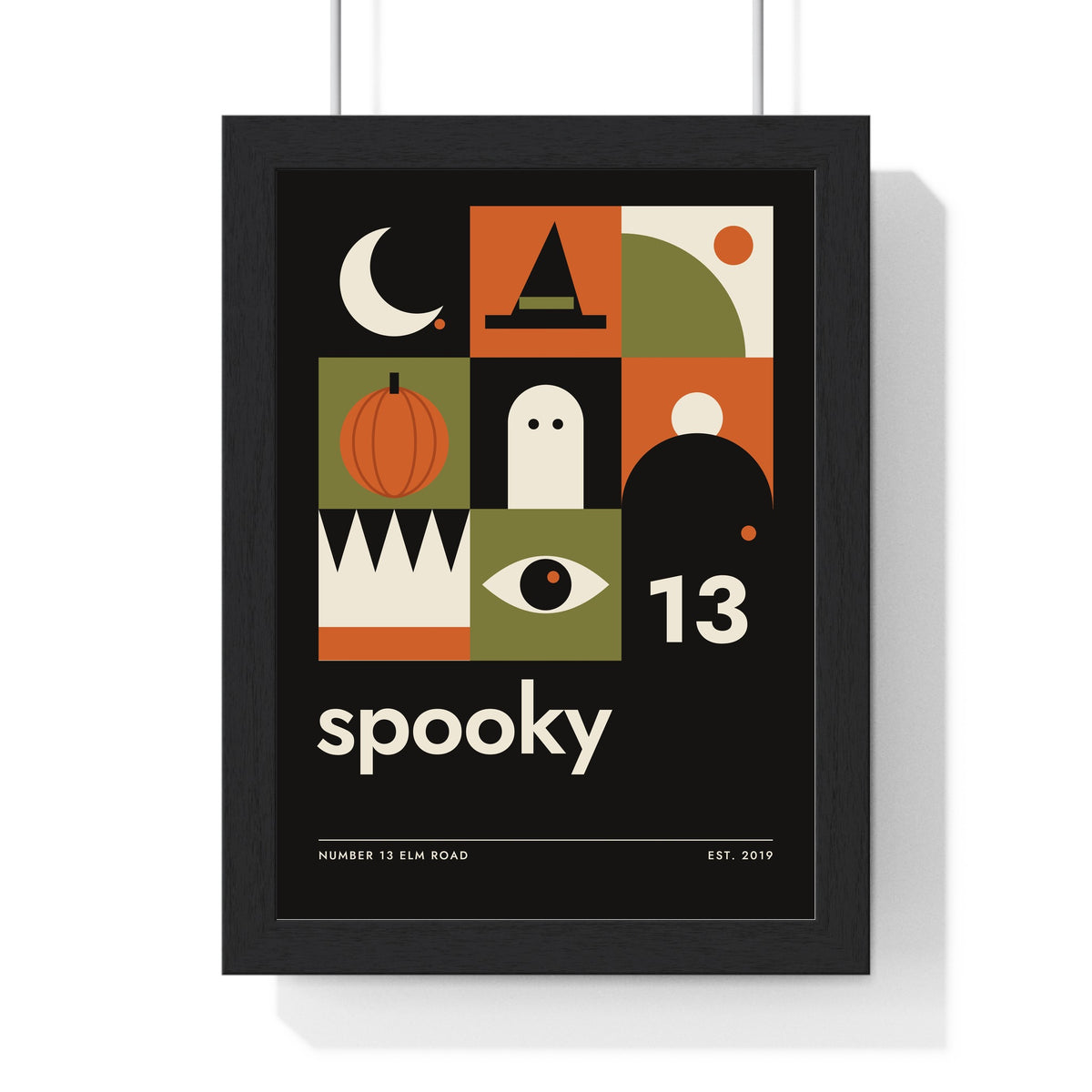 Bauhaus Halloween Print - framed black version with house number 13