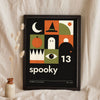 Bauhaus Halloween Print - black spooky version leaning on a shelf