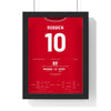 Bayern Munich Champions League Final 2013 Poster - Arjen Robben 10 Wembley Winner Shirt Print framed in a black frame, ready to hang