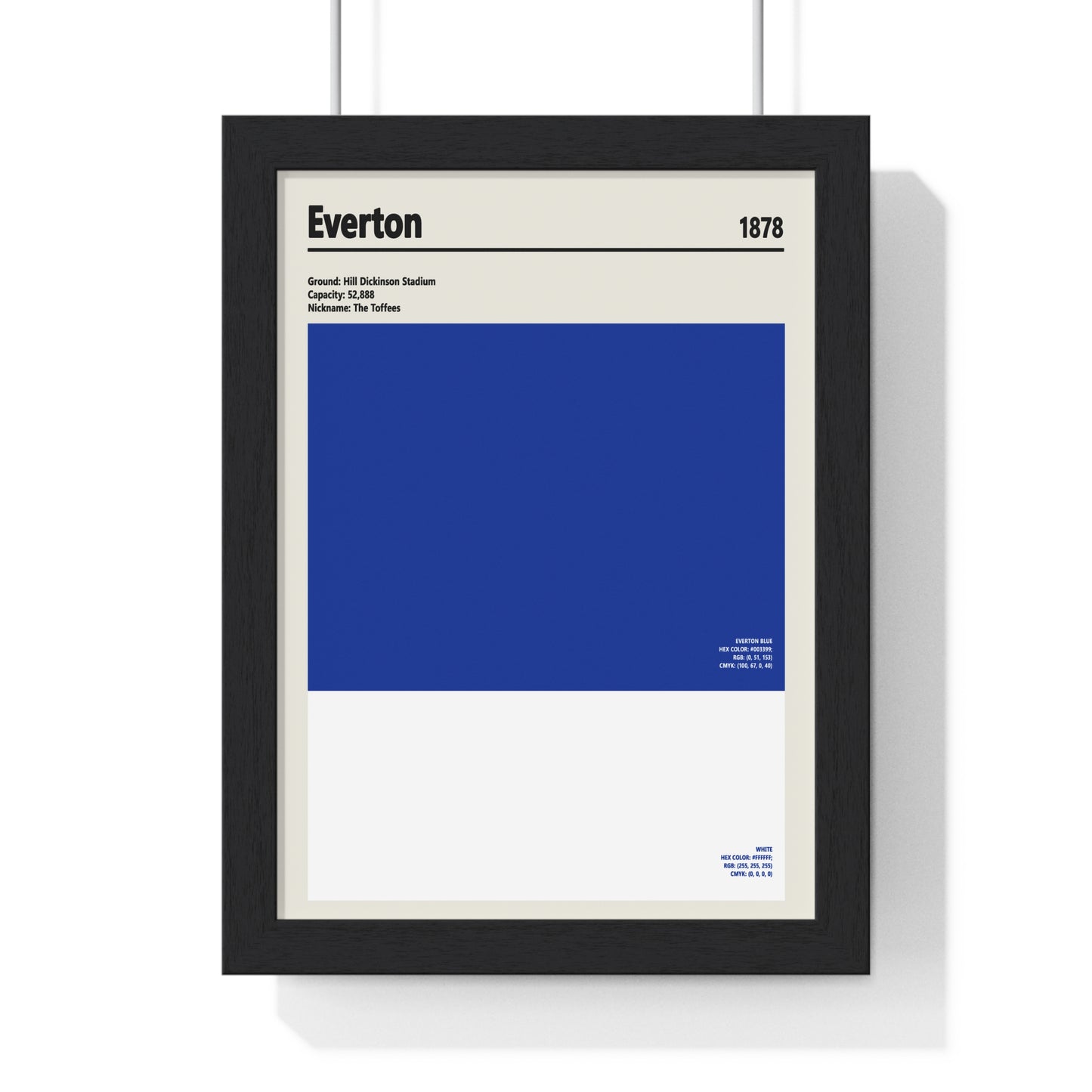 Everton colour swatch wall art print in royal blue