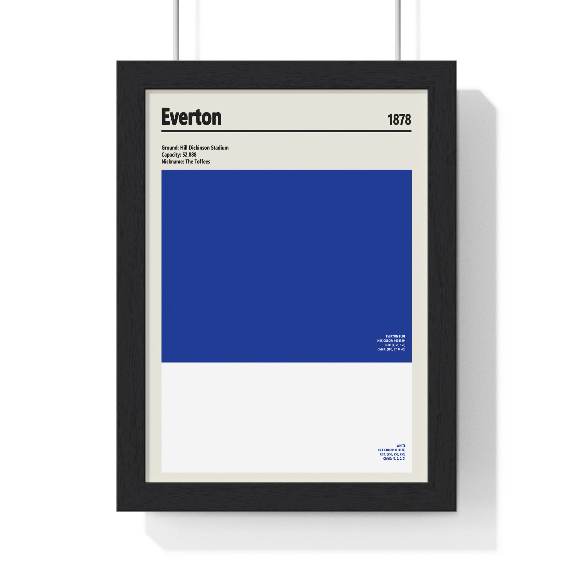 Everton colour swatch wall art print in royal blue