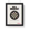 Bed and Breakfast 26 Darts print framed in a black frame, ready to hang