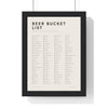 Beer Bucket List print framed in a black frame, ready to hang