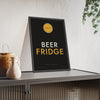 Beer Fridge Sign Print framed and leaning on a sideboard