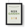 Beer Garden Sign Print framed in a black frame, ready to hang