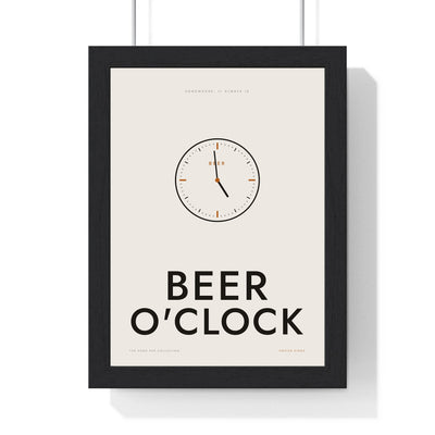 Beer O'Clock Print framed in a black frame, ready to hang