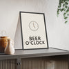 Beer O'Clock Print framed and leaning on a sideboard