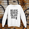 Black t-shirt with Believe Achieve Palace 2025 or Sweatshirt - FA Cup Tribute