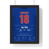 Ben Zobrist 2016 World Series Game 7 Winning Double Poster - Chicago Cubs 18 Jersey Print framed in a black frame, ready to hang