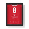 Benfica European Cup Final 1962 Poster - Eusébio 8 v Real Madrid Amsterdam Shirt Print framed in a black frame, ready to hang