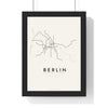 Berlin Metro Map Print - framed minimal Berlin metro lines map print, black lines on cream paper