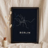 Berlin Metro Map Print - night style Berlin metro map print, light lines on a dark ground