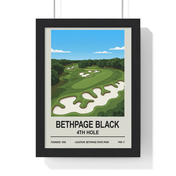 Framed Bethpage Black 4th Hole golf course print wall art