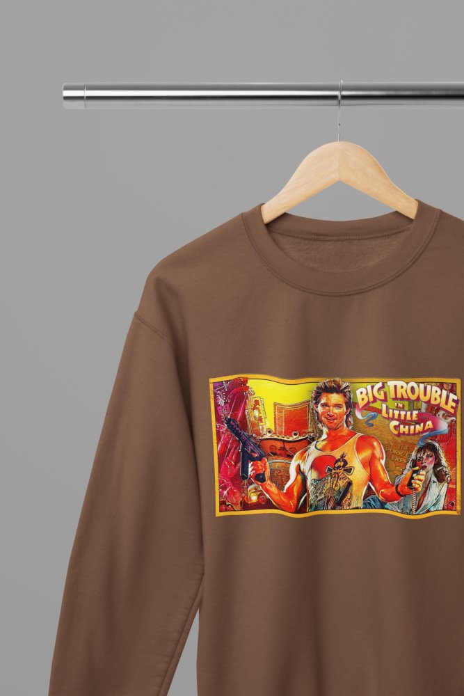 Big Trouble in Little China T-Shirt/Sweatshirt – Classic Movie Merchandise - Poster Kingz - S - Sweatshirt - Brown