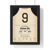 Bill Mazeroski 1960 World Series Game 7 Walk-Off Home Run Poster - Pittsburgh Pirates 9 Jersey Print framed in a black frame, ready to hang