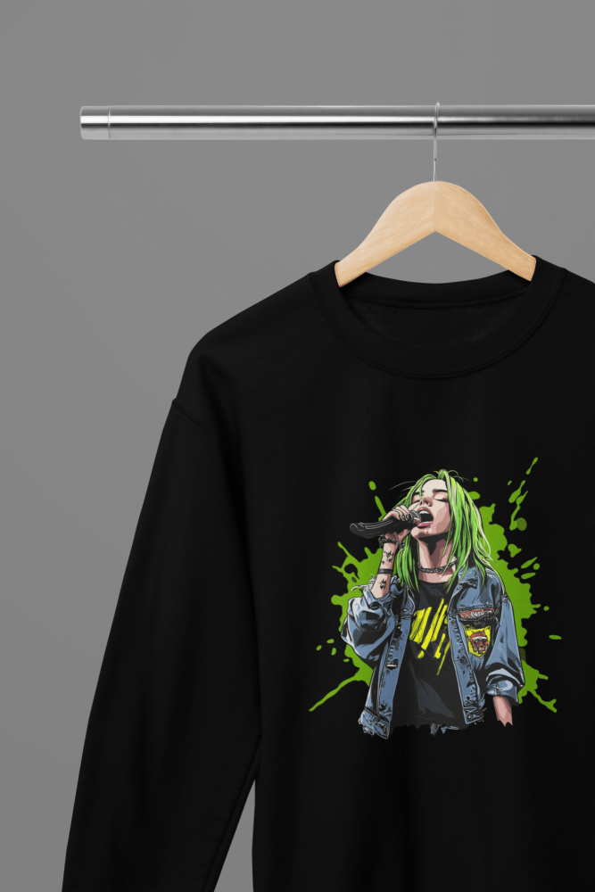 Billie Eilish T-Shirt/Sweatshirt - Poster Kingz - S - Sweatshirt - Black