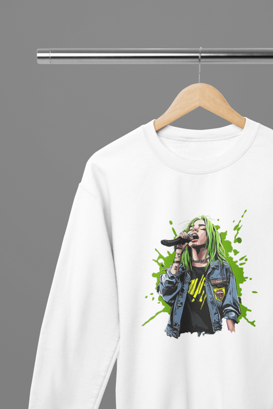 Billie Eilish T-Shirt/Sweatshirt - Poster Kingz - S - Sweatshirt - White