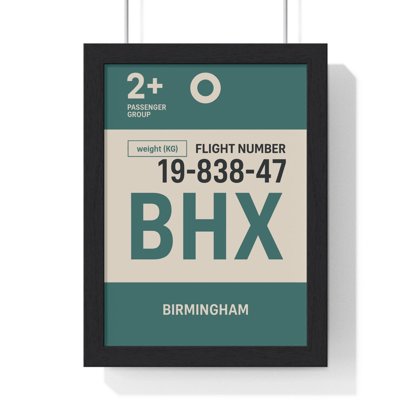 Framed Birmingham boarding pass travel poster