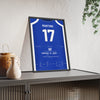 Birmingham City League Cup Final 2011 Poster - Obafemi Martins 17 Wembley Shirt Print framed and leaning on a sideboard