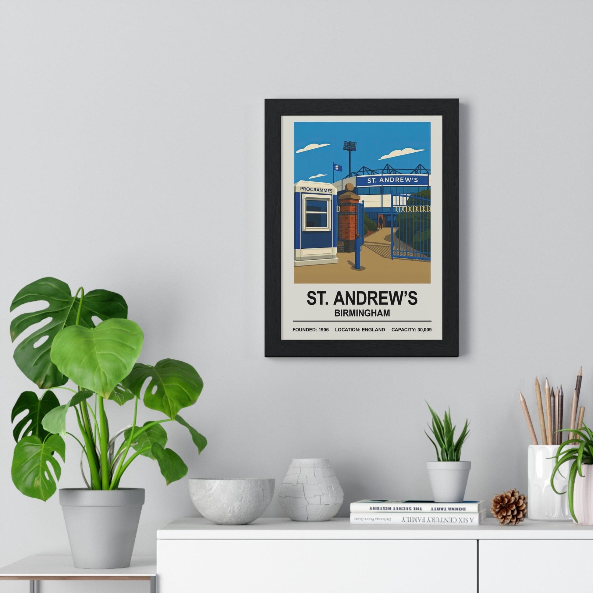 Framed Birmingham City St Andrew's Stadium poster
