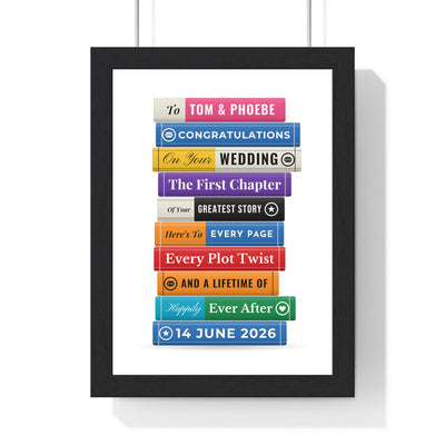 Personalised Wedding Book Stack Print - framed print