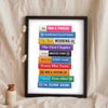 Personalised Wedding Book Stack Print - Lifestyle - leaning in a frame with dried flowers