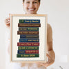 Personalised Wedding Book Stack Print - Lifestyle - held by a smiling woman