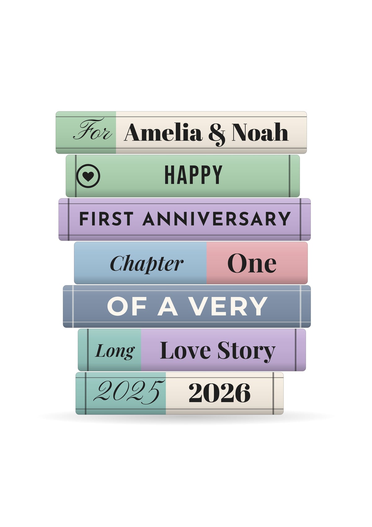 Personalised Wedding Book Stack Print - third design