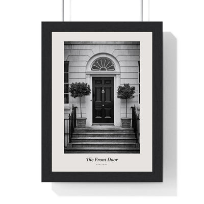 The Front Door Print framed in a black frame, ready to hang