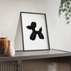 Framed Black Balloon Dog Minimalist Bathroom print