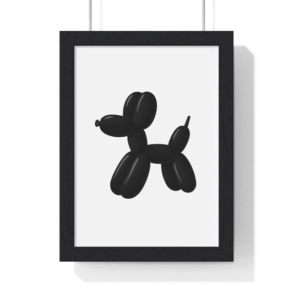Framed black balloon dog poster minimalist bathroom wall art