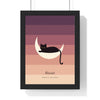Black Cat Moon Print - framed blush pink version named Biscuit