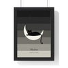Black Cat Moon Print - framed charcoal grey version named Shadow