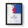 Blackburn Rovers Champions 1995 Poster - Alan Shearer 9 Anfield Shirt Print framed in a black frame, ready to hang