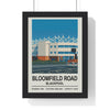 Framed Blackpool Bloomfield Road Stadium poster