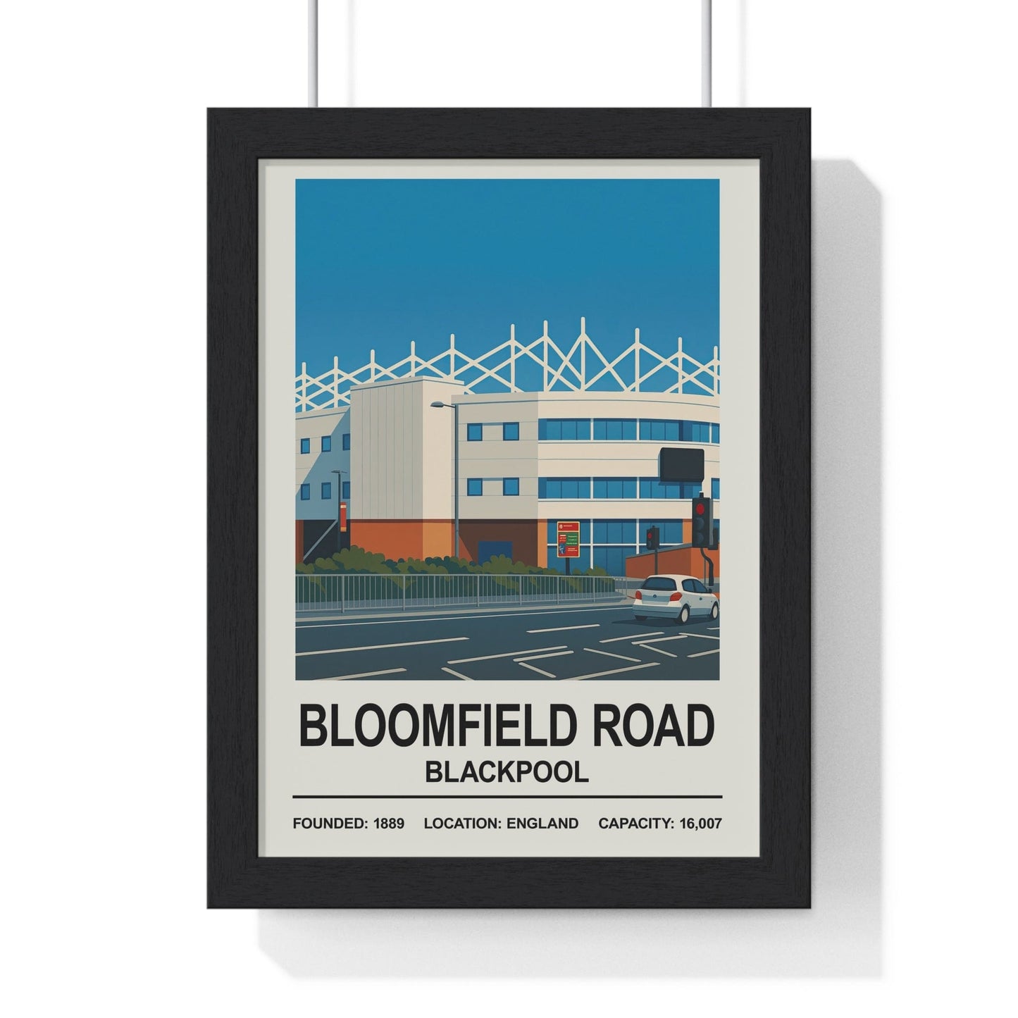 Framed Blackpool Bloomfield Road Stadium poster