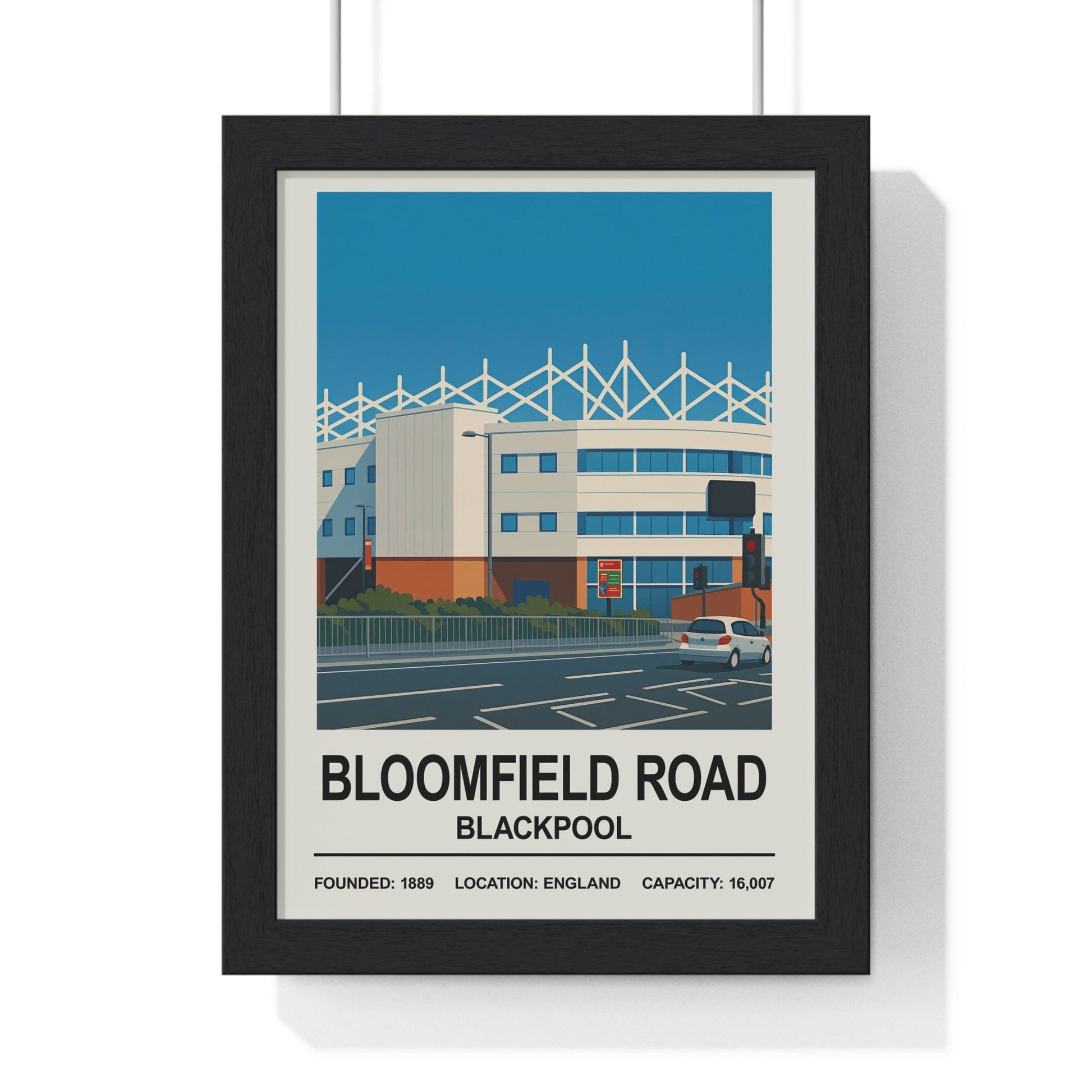 Framed Blackpool Bloomfield Road Stadium poster