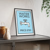 Framed BLue Water Works Funny Bathroom Monopoly-Inspired print