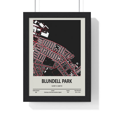 Framed Blundell Park Stadium Map Grimsby Town poster
