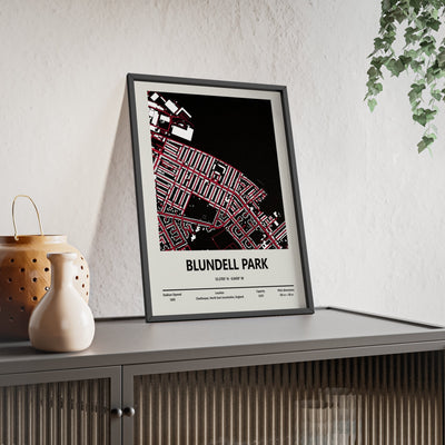 Framed Blundell Park Stadium Grimsby Town Wall Art map print