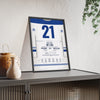 Bob Baun 1964 Cup Final Overtime Winner Poster - Toronto Maple Leafs 21 Hockey Jersey Print framed and leaning on a sideboard