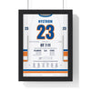 Bob Nystrom 1980 Cup Final Overtime Winner Poster - New York Islanders 23 Hockey Jersey Print framed in a black frame, ready to hang