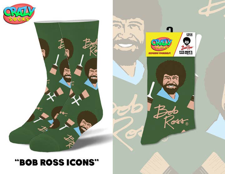 Bob Ross Socks – Official Funny Art Gift with Happy Painter Icon Design - Poster Kingz - 