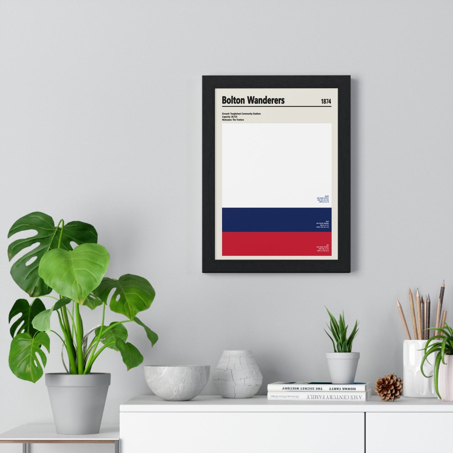 Framed Bolton Wanderers colour swatch print