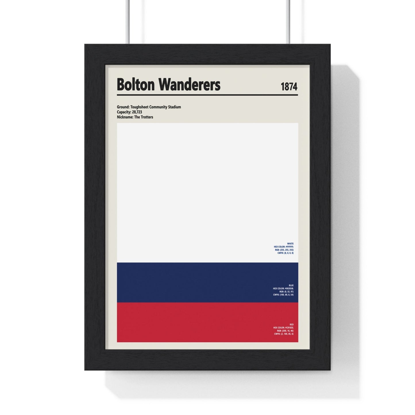 Framed Bolton Wanderers colour swatch print