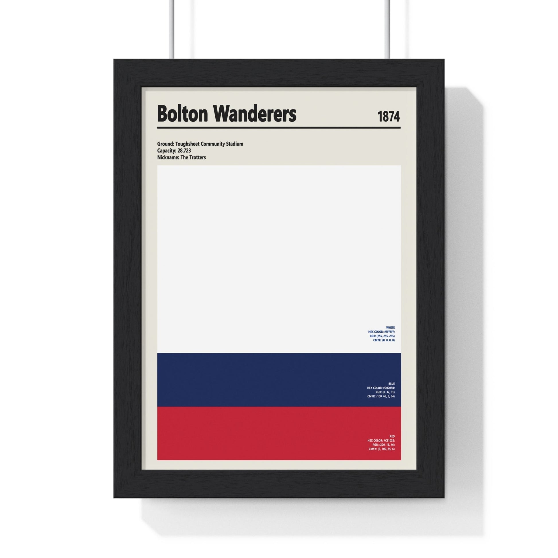 Framed Bolton Wanderers colour swatch print